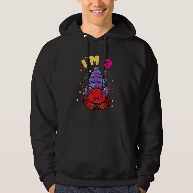 Sudadera Animal marino Im 3 Hermit Crab 3 cumpleaños (Anverso)