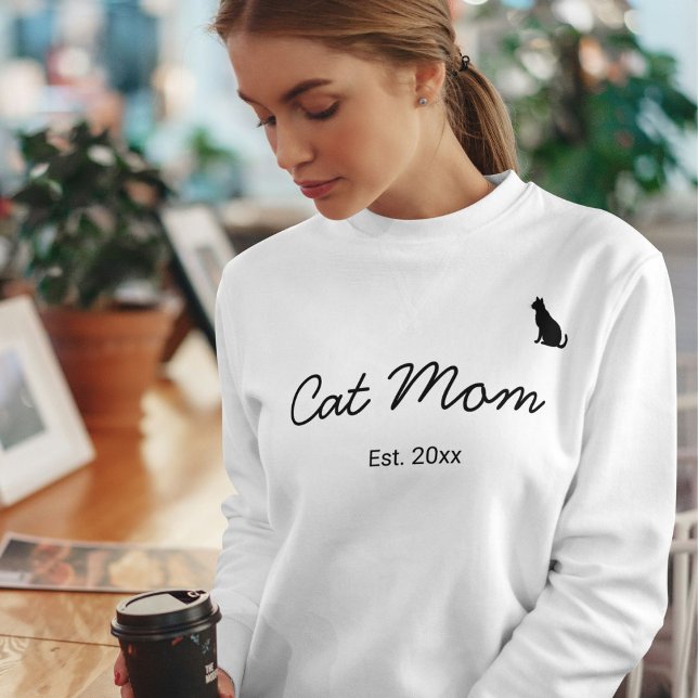 Sudadera Animal Pet Lover Black Script Personalized Cat Mom (Subido por el creador)