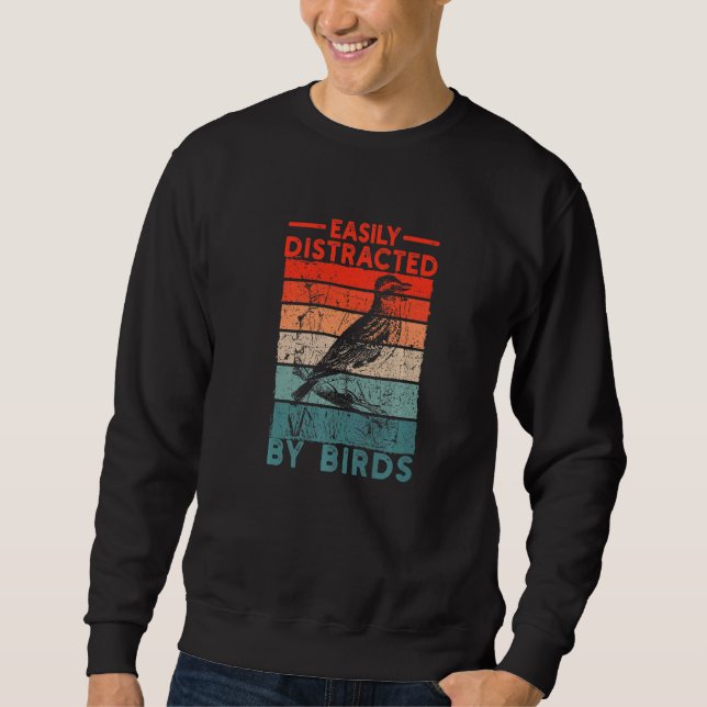 Sudadera Animal Retro Birdwatcher Distraído Fácilmente Por  (Anverso)