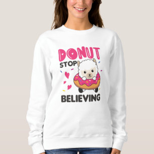 Sudadera Animales Divertidos De La Alpaca En Rosa De Donut