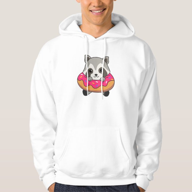 Sudadera Animales Divertidos De Raccoon En Rosa De Donut (Anverso)