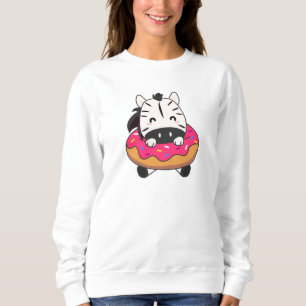 Sudadera Animales Graciosos De Cebra En Rosa Donut
