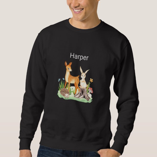 Sudadera Animales infantiles ciervo conejo erizo Harper Pre (Anverso)