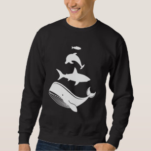 Sudadera Animales marinos apilados Peces de delfín de tibur