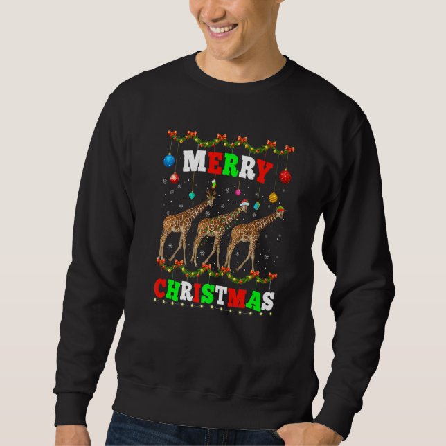 Sudadera Animals Lights Merry Christmas Santa Giraffe (Anverso)