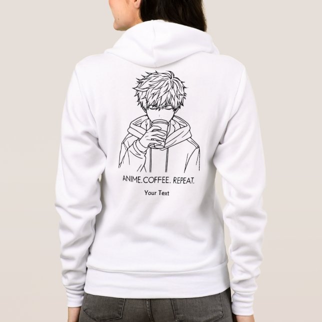 Sudadera Anime, Café, Repetir (Reverso)