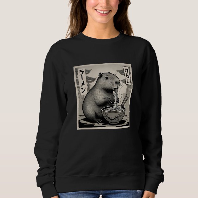 Sudadera Anime Capybara Eating Ramen Japanese Cute & Funny  (Anverso)