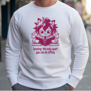 Sudadera Anime Catboy leyendo un libro y curiosa cita de li