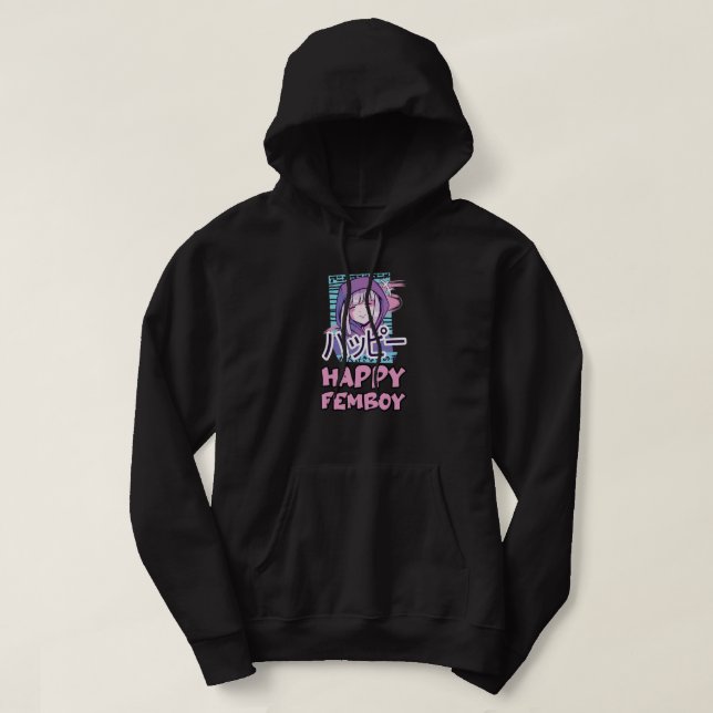 Sudadera Anime Feliz Femboy con alegría en japonés - dulce  (Diseño del anverso)