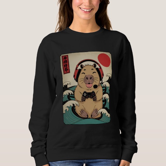 Sudadera Anime Gamer Capybara Japanese Art Gaming Gifts Men (Anverso)