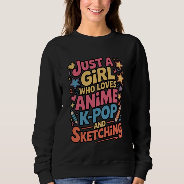 Sudadera Anime K-Pop Sketching Cute Girl Art (Anverso)