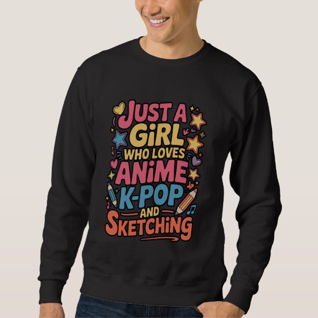Sudadera Anime K-Pop Sketching Cute Girl Art (Anverso)