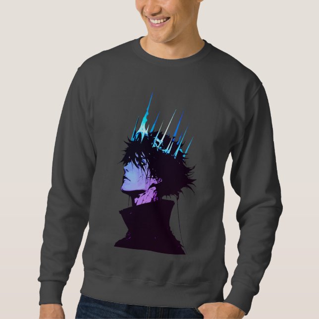 Sudadera Anime King Gothic Male Portrait with Blue Crown (Anverso)