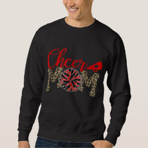 Sudadera Ánimo Mamá Leopard Imprimir Pom Negro Y Rojo