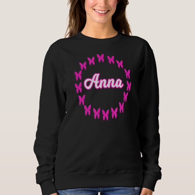 Sudadera Anna Name con mariposas rosas (Anverso)