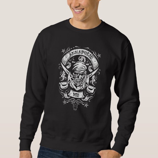 Sudadera Annapolis Maryland Pirate Skull and Crossed Swords (Anverso)