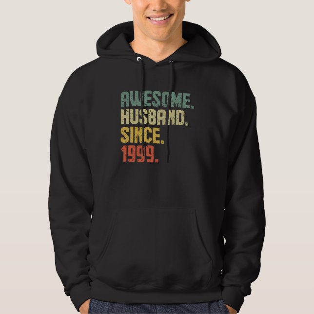Sudadera Anniversary Awesome Husband Since 1999 Retro (Anverso)