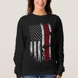 Sudadera Año de nacimiento de la bandera estadounidense 198