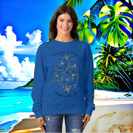 Sudadera Año Nuevo Brillante Azul Glitter Estrellas Florale