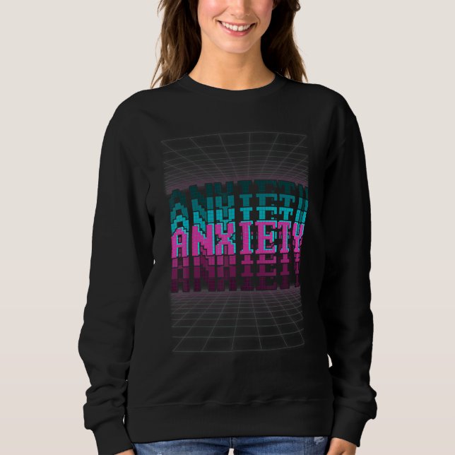 Sudadera Ansiedad de la urdimbre Glitch Retro Vaporwave (Anverso)