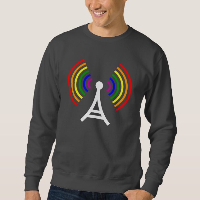 Sudadera Antena gay de la señal del arco iris de WiFi (Anverso)