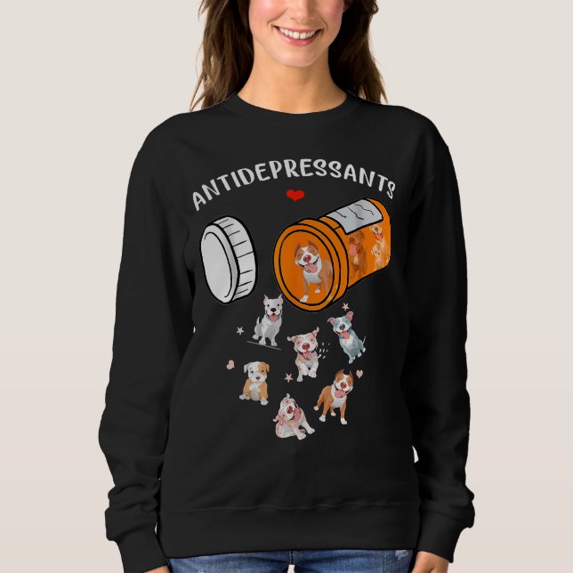 Sudadera Antidepresivo lindo con perro Pitbull (Anverso)