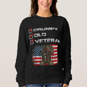 Sudadera Antiguo y gruñón veterano patriótico militar ameri