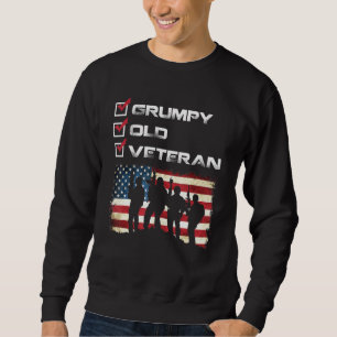 Sudadera Antiguo y gruñón veterano patriótico militar ameri