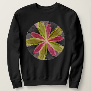 Sudadera Antracita Verde Rosa Fantasía Flor Fractal Art