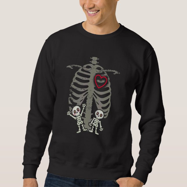 Sudadera Anuncio de embarazo gemelo Skeleton Xray Halloween (Anverso)