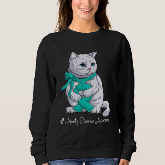 Sudadera Anxiety Disorder Awareness Month Teal Ribbon Cat