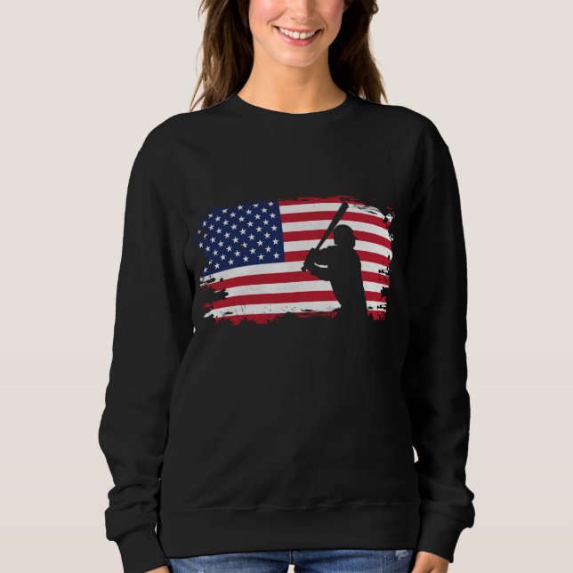Sudadera Aparato de béisbol con bandera estadounidense - Bé (Anverso)