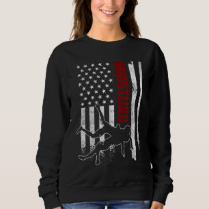 Sudadera Aparato retro-americano de lucha libre Bandera de