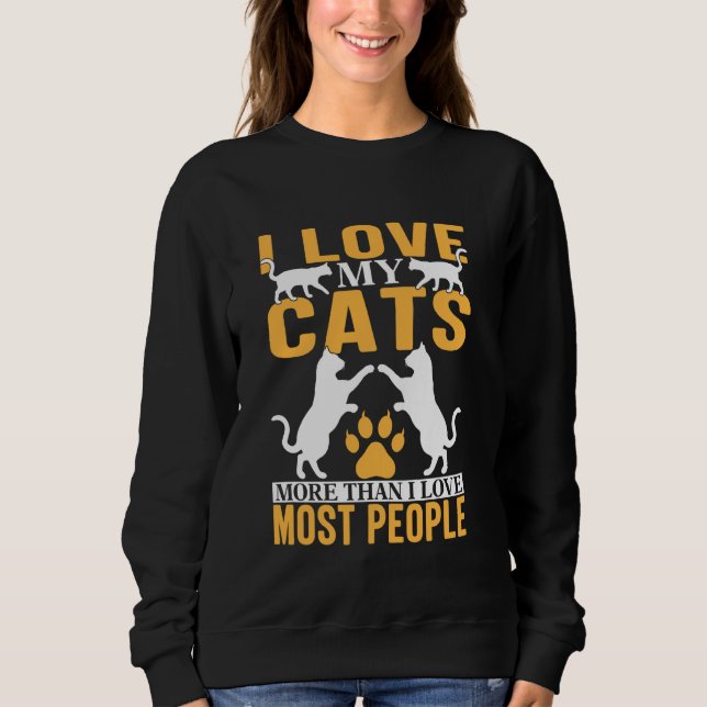 Sudadera Aparición para gatos me encantan los gatos más que (Anverso)