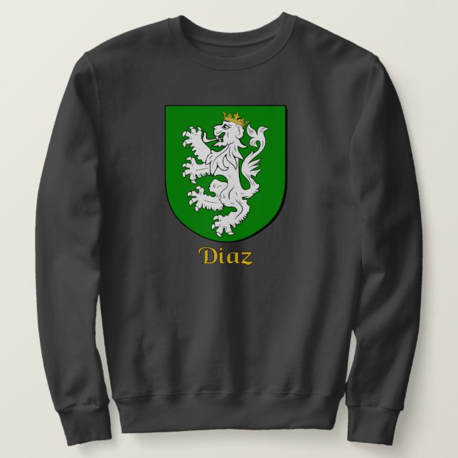 Sudadera Apellido hispánico Escudo de la familia Diaz (Anverso del diseño)