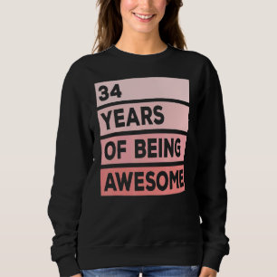 Sudadera Apenas 34 Años De Ser Maravilloso Rosa De Los 34 A