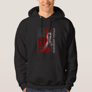 Sudadera Aphasia Awareness Gray Ribbon American Flag Faith