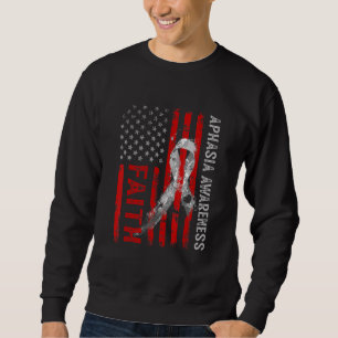 Sudadera Aphasia Awareness Gray Ribbon American Flag Faith