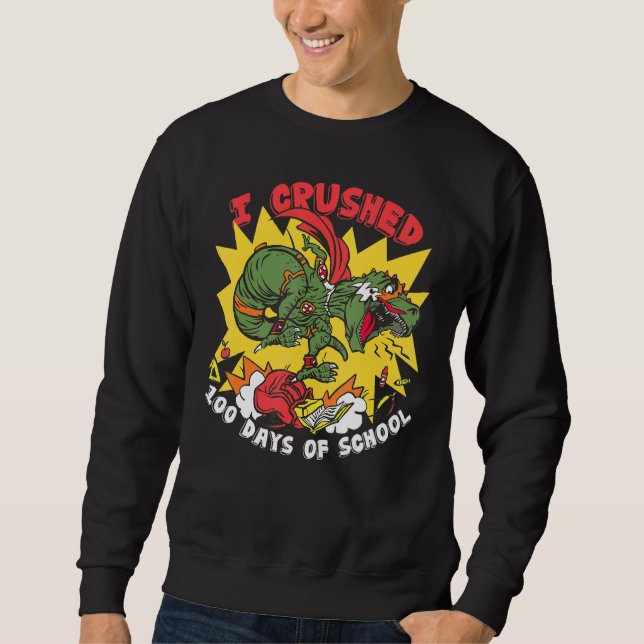 Sudadera Aplasté 100 Días De Dinosaurio Escolar T Rex Tee K (Anverso)