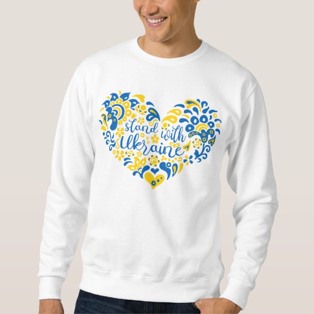 Sudadera Apoyar a Ucrania con letras y corazón (Anverso)