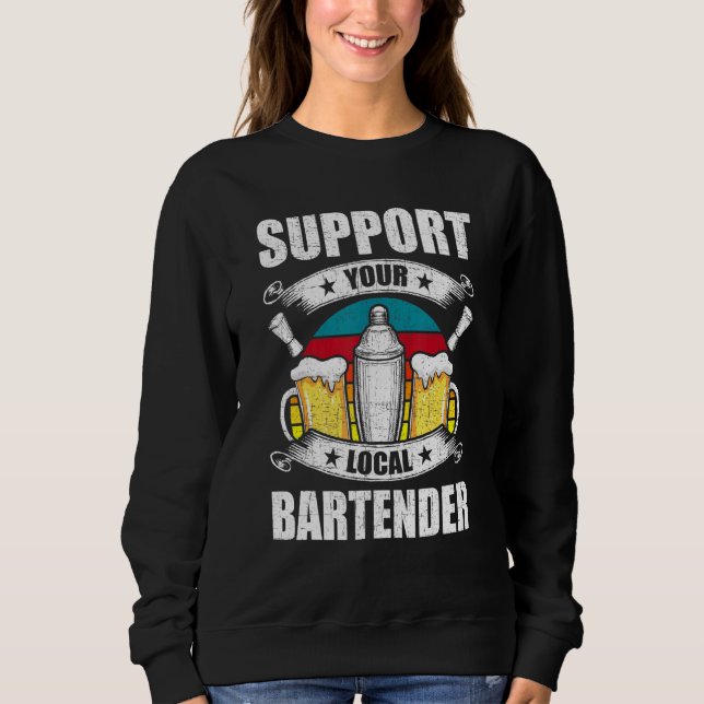 Sudadera Apoye su Bartender de Barras de Bartender local (Anverso)