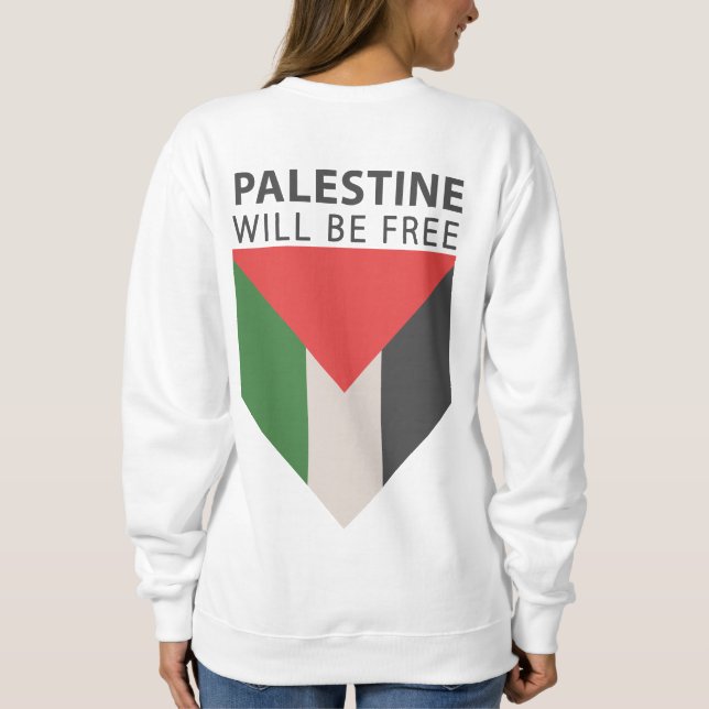 Sudadera Apoyen Palestina, Bandera y Árbol de Olivos (Reverso)