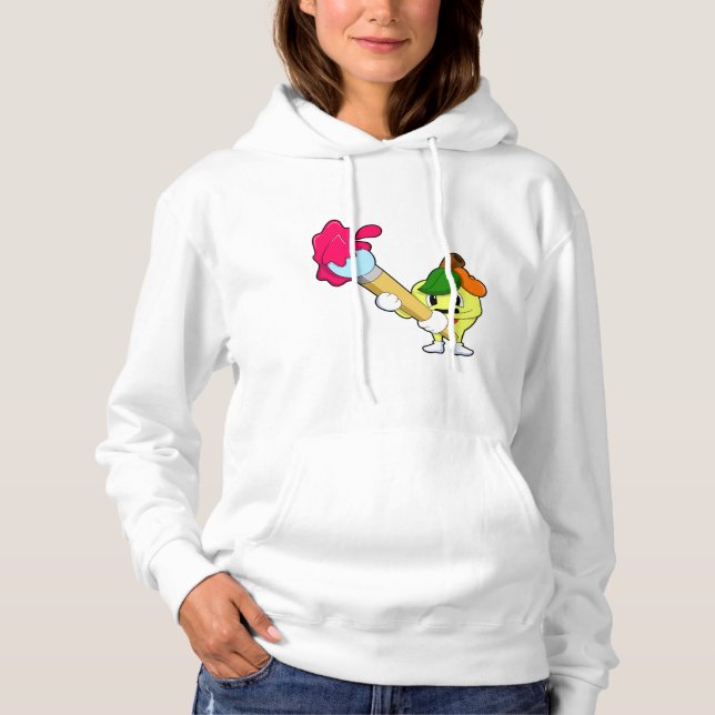 Sudadera Apple como pintador con pincel de pintura (Anverso)