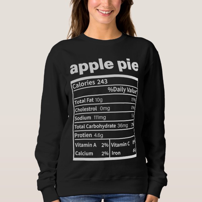 Sudadera Apple Pie Nutrition Facts  Thanksgiving Christmas  (Anverso)