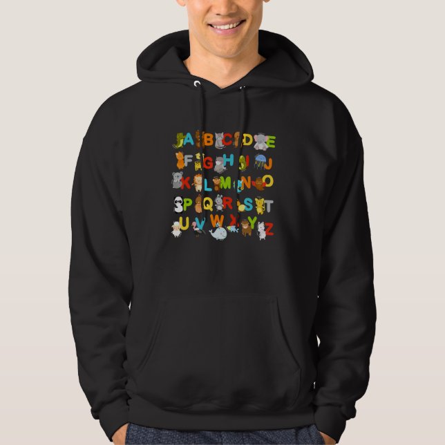 Sudadera Aprendizaje De Animales Alphabet Abc Cute Urial Ed (Anverso)