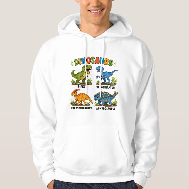 Sudadera Aprendizaje de especies de dinosaurios para niños (Anverso)