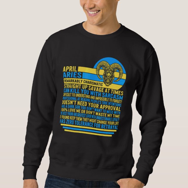 Sudadera April Aries Hechos Rótulo Zodiaco Astrología de gi (Anverso)