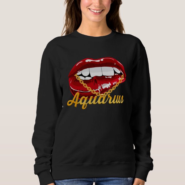 Sudadera Aquarius Girl Juicy Lips Gold Chain Astrology Zodi (Anverso)