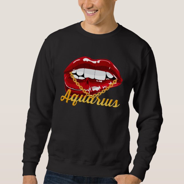 Sudadera Aquarius Girl Juicy Lips Gold Chain Astrology Zodi (Anverso)