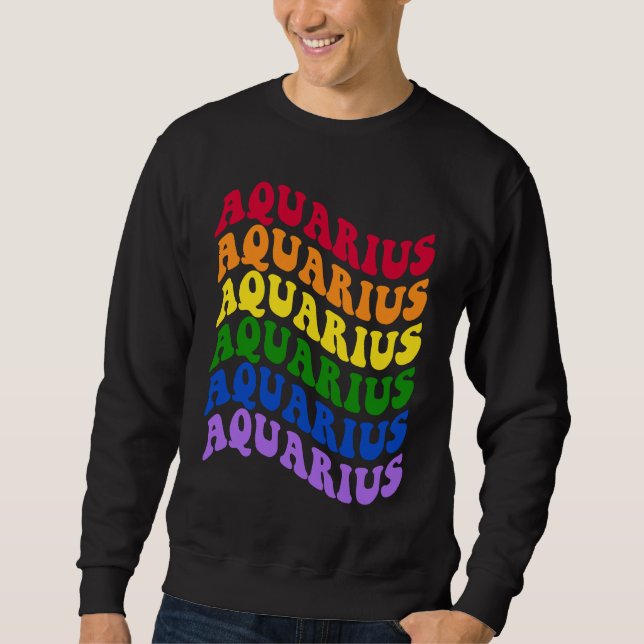 Sudadera Aquarius Zodiac Sign LGBT Gay Pride LGBTQ Rainbow  (Anverso)